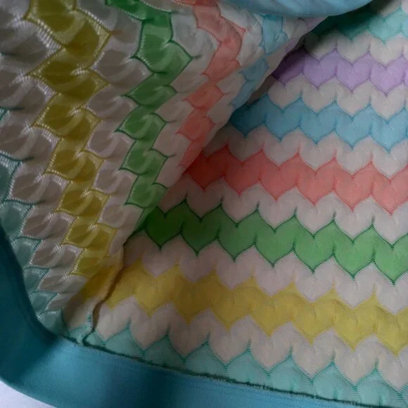 Vintage Sears Shirt Size 20 Open Front Zig Zag Pastel Semi Sheer Grannycore Top - Picture 14 of 16